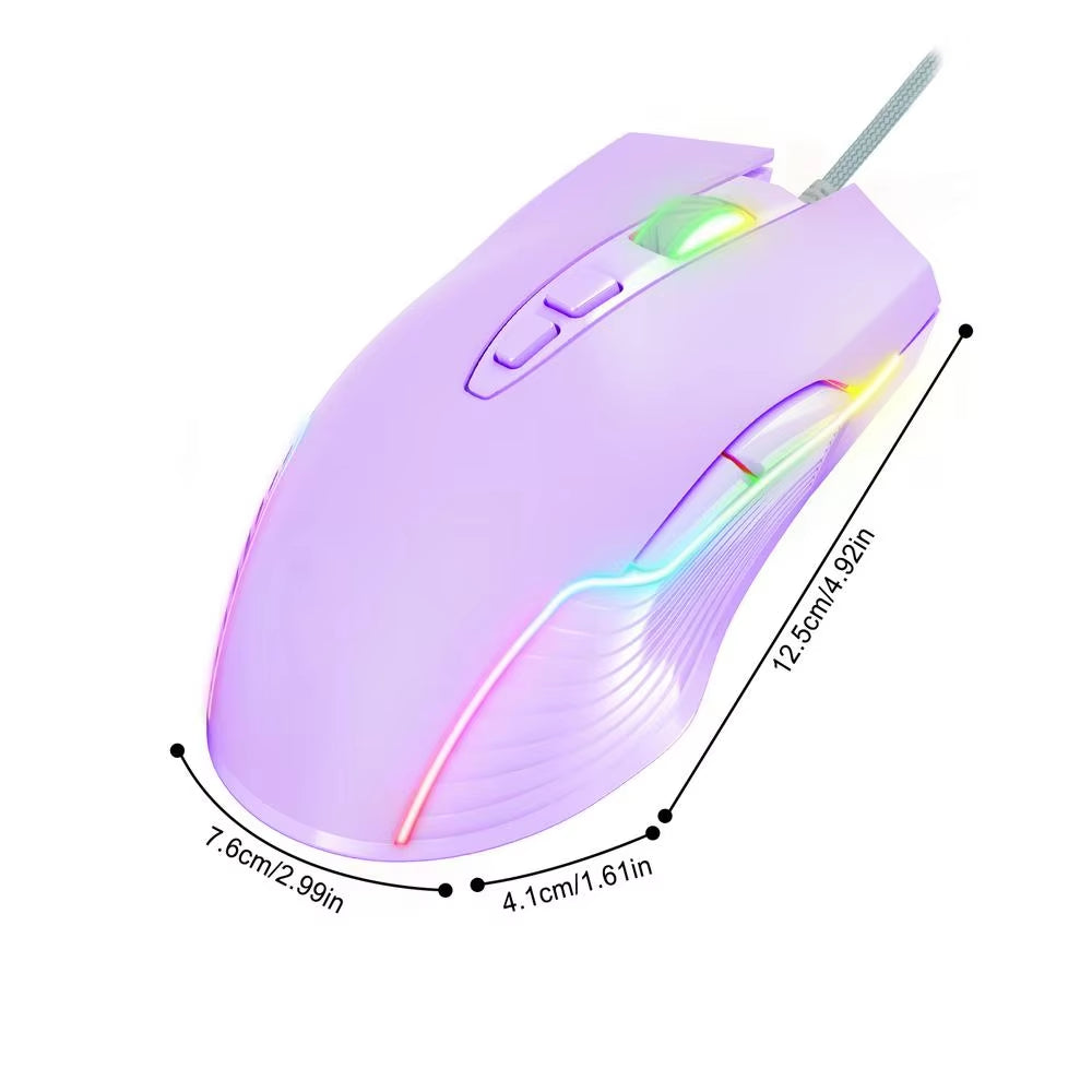 CW905 2.4Ghz Wired Mechanical Mouses 7 Programming Buttons Adjustable Colorful RGB Mouses USB Light up Game Mouses