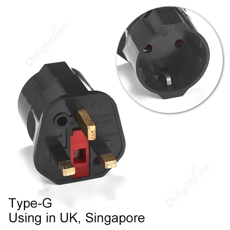 European EU to UK Plug Adapter Standard Euro 250V EU Plug to UK Electrical Socket Power Adapter Electrical Socket Outlet