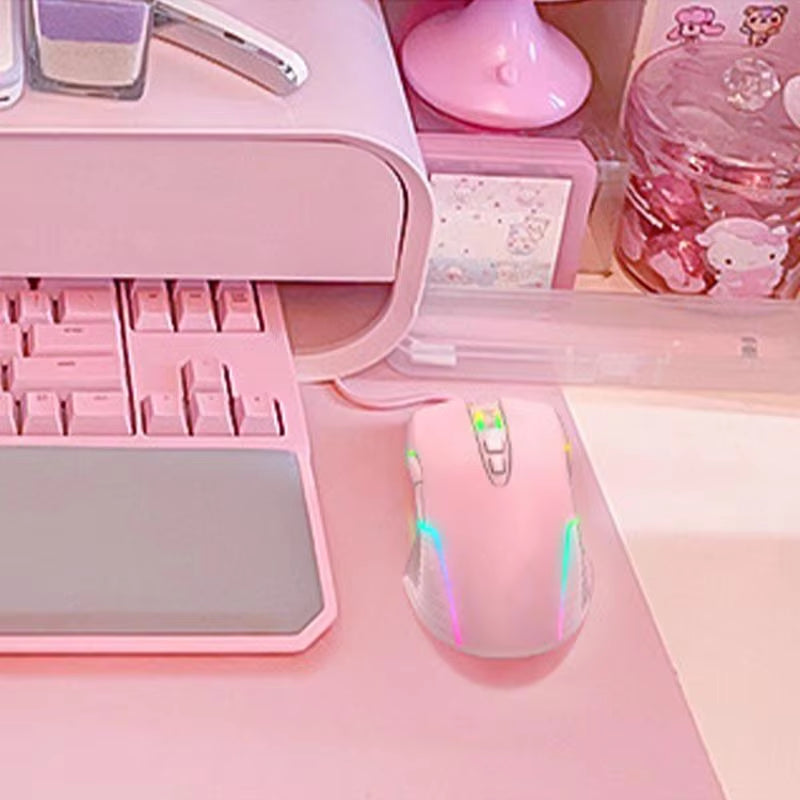 CW905 2.4Ghz Wired Mechanical Mouses 7 Programming Buttons Adjustable Colorful RGB Mouses USB Light up Game Mouses