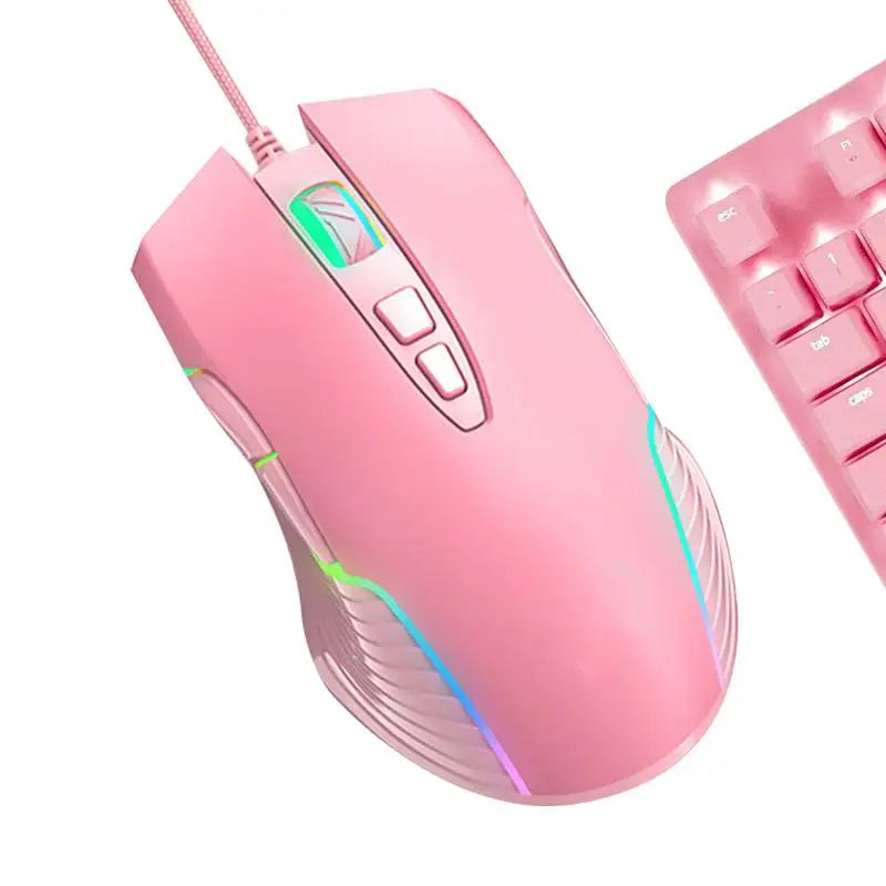 CW905 2.4Ghz Wired Mechanical Mouses 7 Programming Buttons Adjustable Colorful RGB Mouses USB Light up Game Mouses