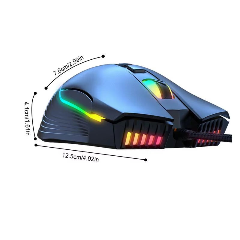 CW905 2.4Ghz Wired Mechanical Mouses 7 Programming Buttons Adjustable Colorful RGB Mouses USB Light up Game Mouses