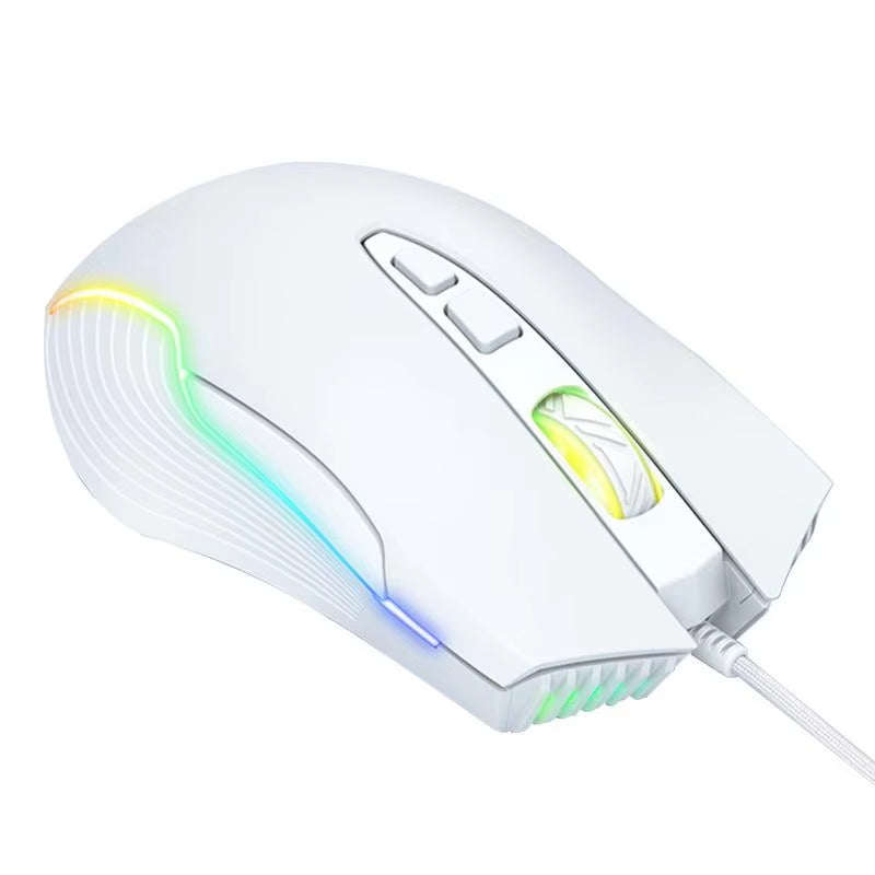 CW905 2.4Ghz Wired Mechanical Mouses 7 Programming Buttons Adjustable Colorful RGB Mouses USB Light up Game Mouses