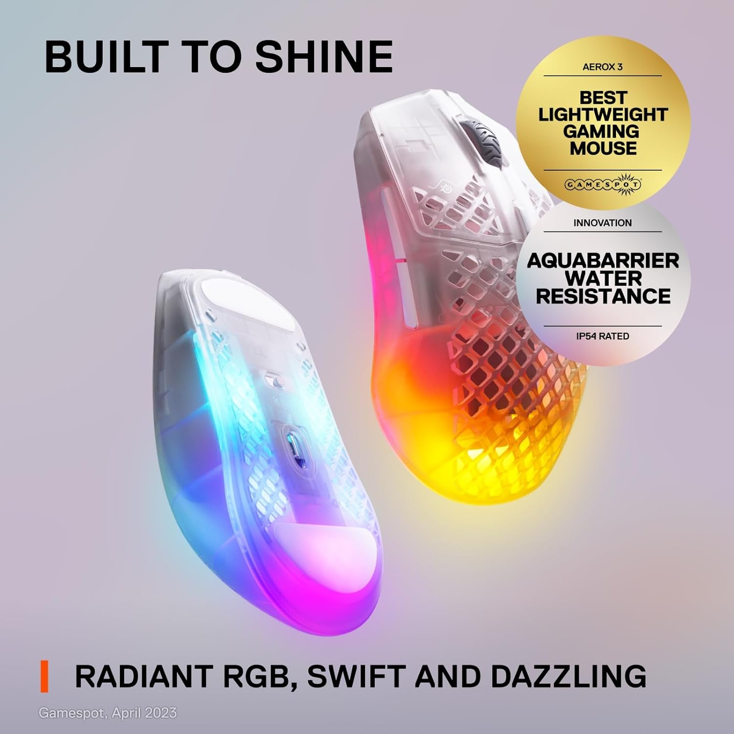 Aerox 3 Wireless - Super Light Gaming Mouse - 18,000 CPI Truemove Air Optical Sensor - Ultra-Lightweight Water Resistant Design - 200 Hour Battery Life - Ghost