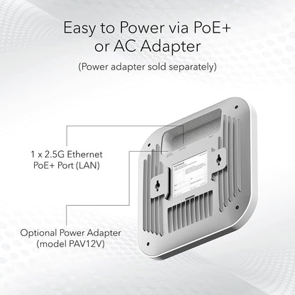 Cloud Managed Wireless Access Point (WAX620) - Wifi 6 Dual-Band AX3600 Speed | up to 256 Client Devices | 802.11Ax | Insight Remote Management | Poe+ Powered or AC Adapter (Not Included)