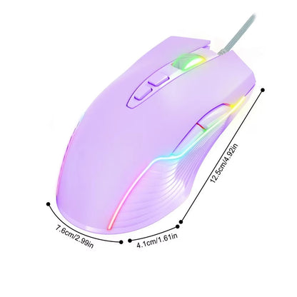 CW905 2.4Ghz Wired Mechanical Mouses 7 Programming Buttons Adjustable Colorful RGB Mouses USB Light up Game Mouses