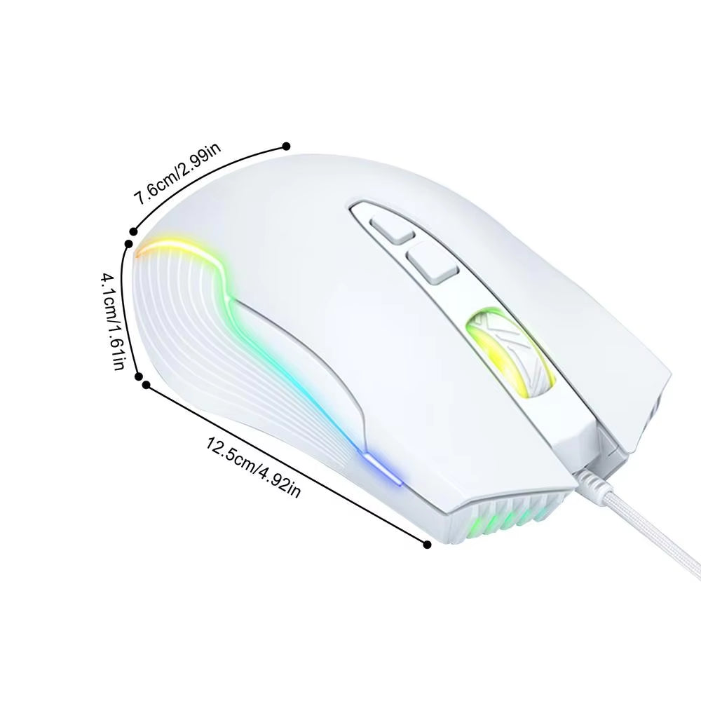 CW905 2.4Ghz Wired Mechanical Mouses 7 Programming Buttons Adjustable Colorful RGB Mouses USB Light up Game Mouses