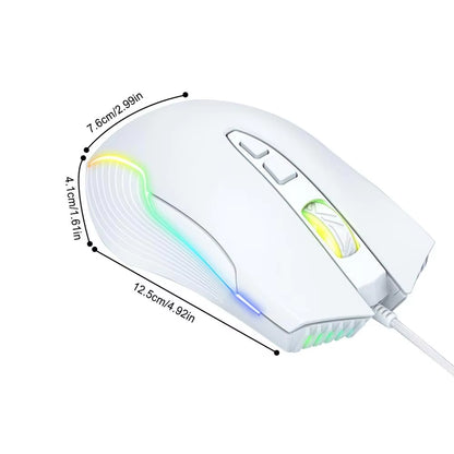 CW905 2.4Ghz Wired Mechanical Mouses 7 Programming Buttons Adjustable Colorful RGB Mouses USB Light up Game Mouses