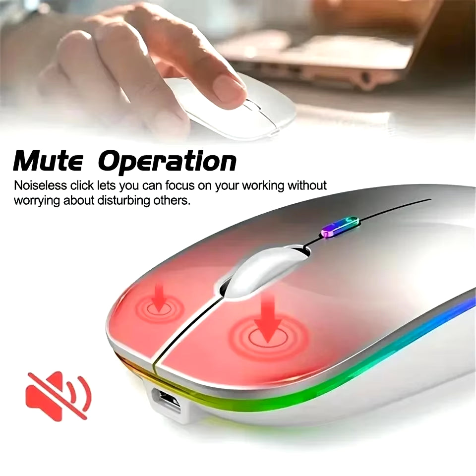 Wireless Mouse for Laptop PC Bluetooth RGB Rechargeable Mouses Wireless Computer Silent Mice LED Backlit Ergonomic Gaming Mouse