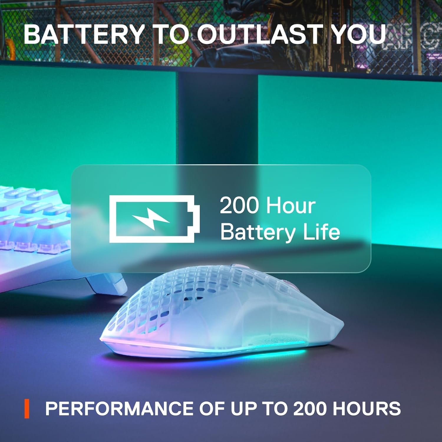 Aerox 3 Wireless - Super Light Gaming Mouse - 18,000 CPI Truemove Air Optical Sensor - Ultra-Lightweight Water Resistant Design - 200 Hour Battery Life - Ghost