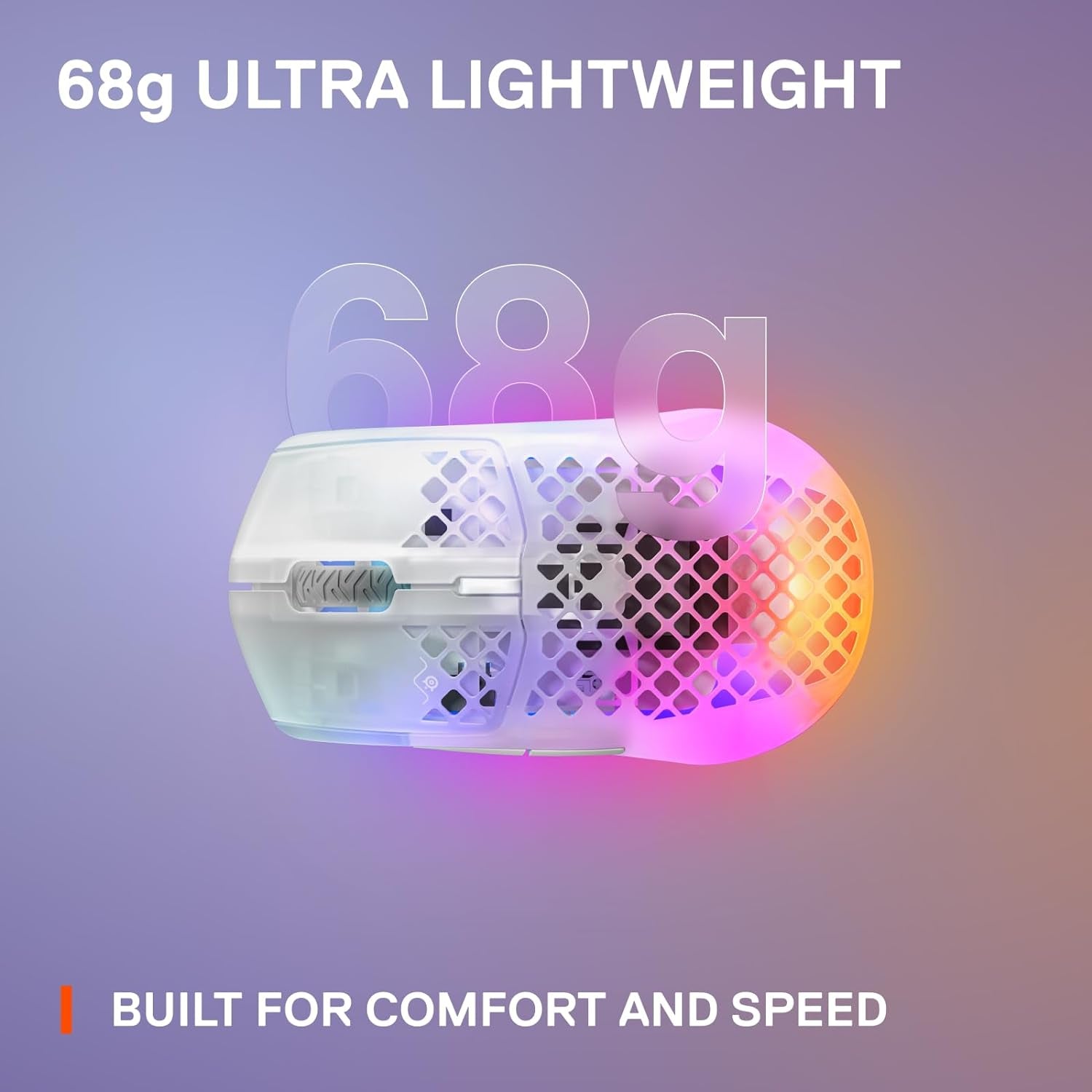 Aerox 3 Wireless - Super Light Gaming Mouse - 18,000 CPI Truemove Air Optical Sensor - Ultra-Lightweight Water Resistant Design - 200 Hour Battery Life - Ghost
