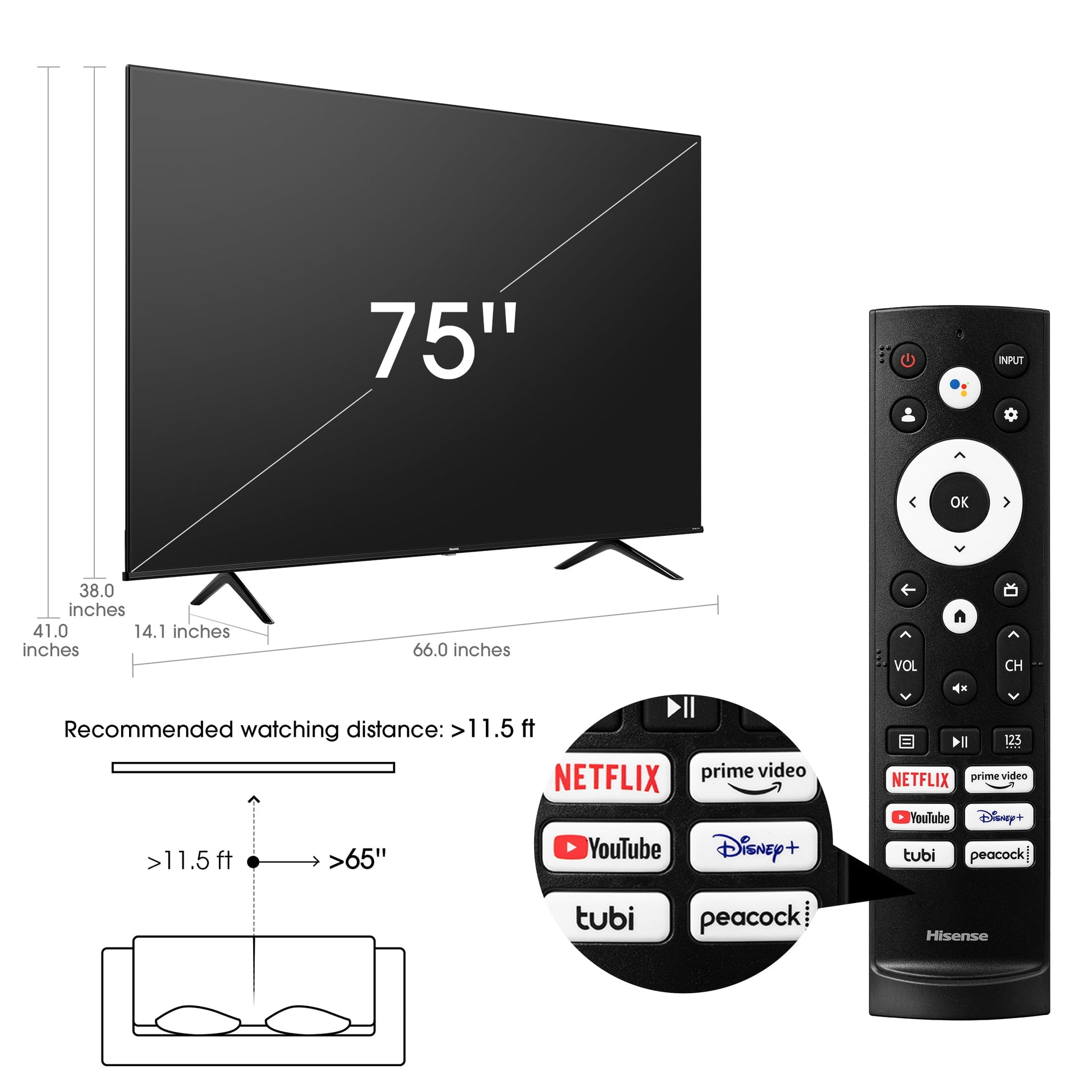 75-Inch Class A6 Series Dolby Vision HDR 4K UHD Google Smart TV (75A6H)