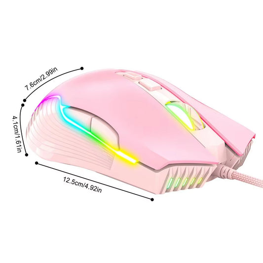 CW905 2.4Ghz Wired Mechanical Mouses 7 Programming Buttons Adjustable Colorful RGB Mouses USB Light up Game Mouses